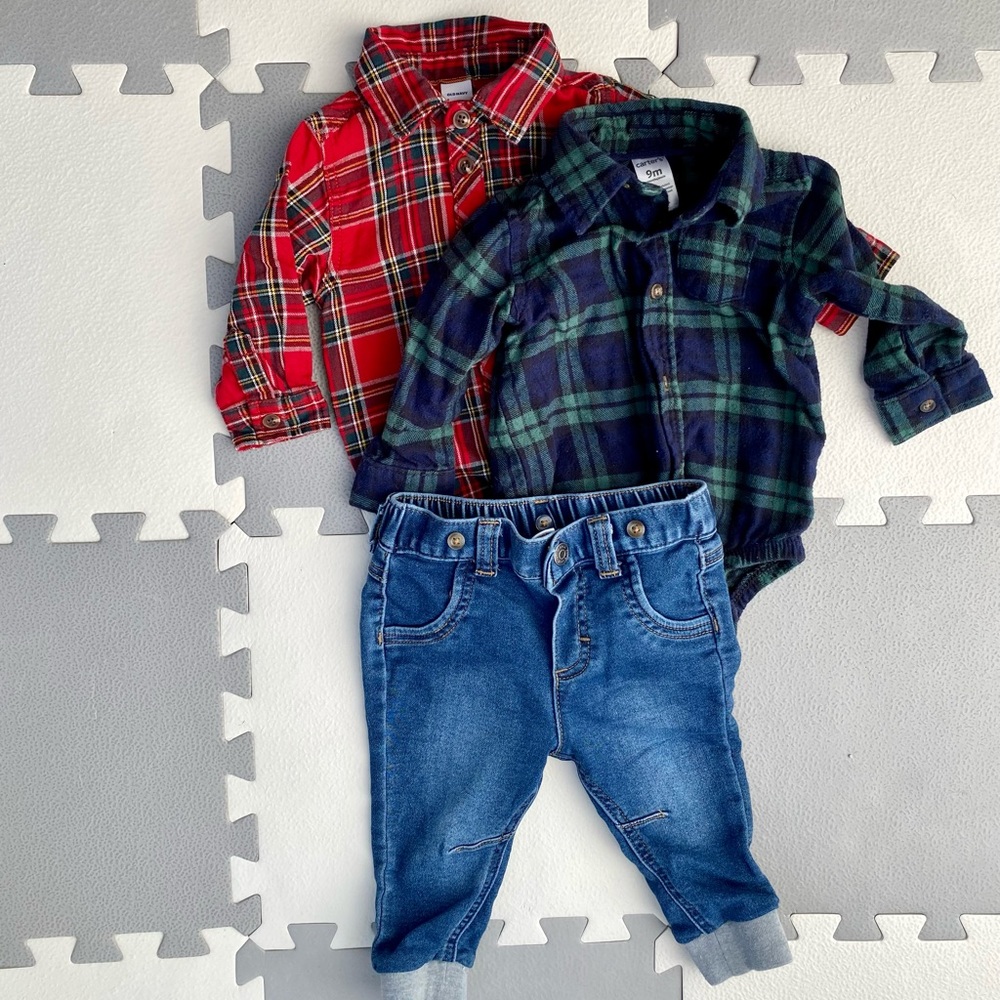 Collared plaid onesies